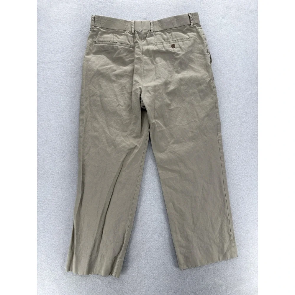Banana Republic Chino Pants Mens 35x30 Beige Cotton Linen Flat Front Straight
